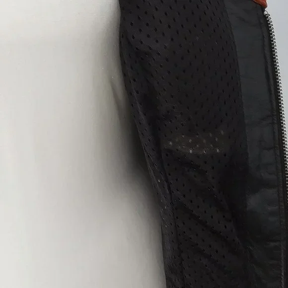 HARLEY DAVIDSON black VEST motorcycle GENUINE LEATHER pockets ZIPPER biker ORANG - Picture 12 of 15